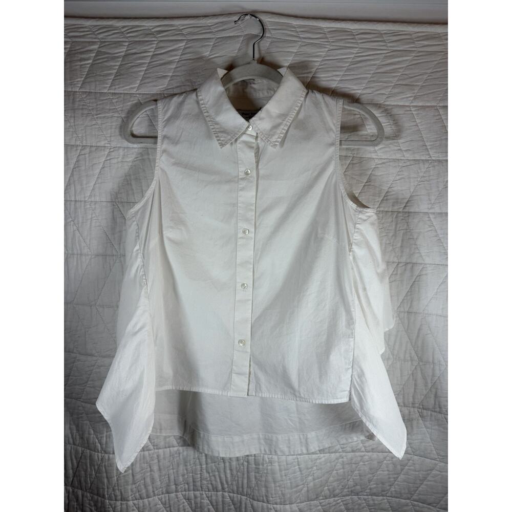 Peter Som sz 4 Women’s White Sleeveless Cotton Blend Collared Blouse MSRP $290 - Picture 3 of 9